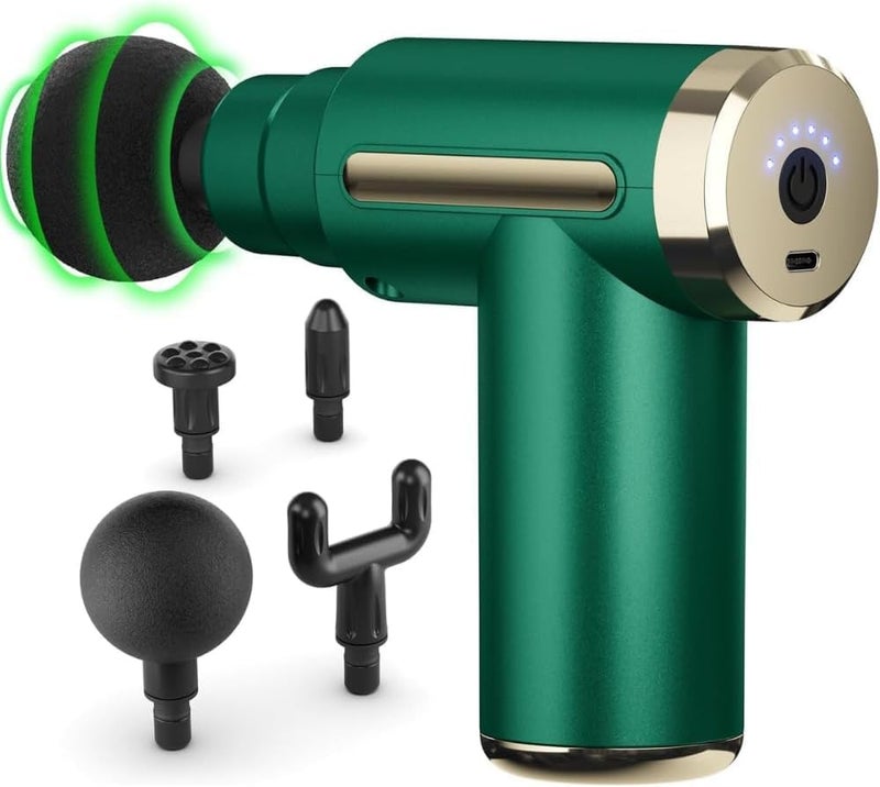 Portable Deep Tissue Massage Gun â€“ Handheld Muscle Relief with 5 Intensity Speeds â€“ Full Body Percussion Therapy for Shoulder, Back, Legs & More â€“ Compact, Powerful & Rechargeable Muscle (Green)